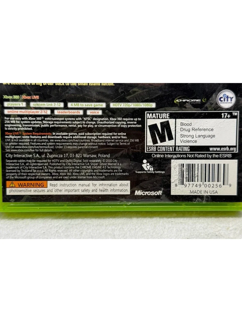 Sniper Ghost Warrior Xbox 360